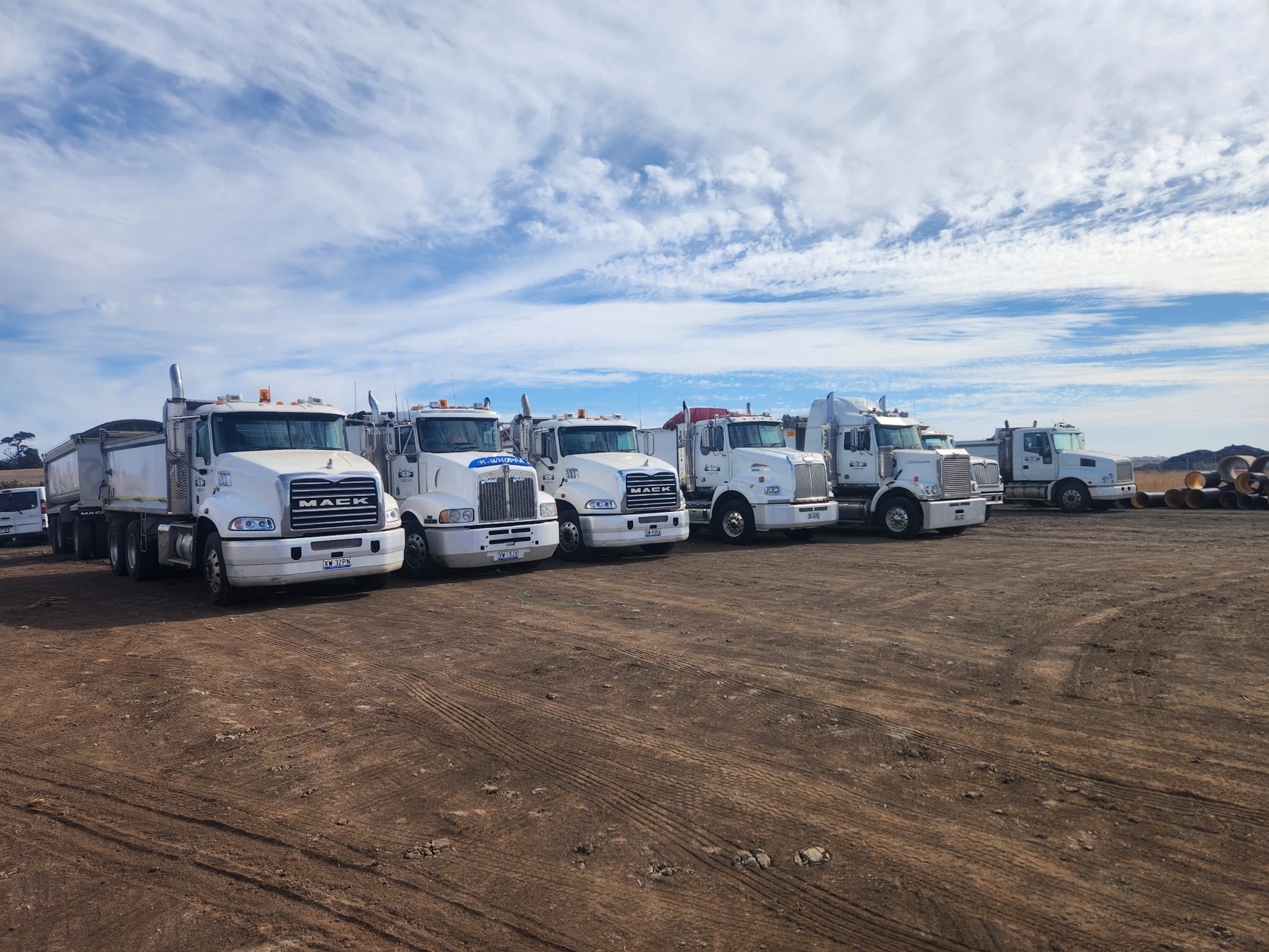 Civil Haulage fleet parked on site